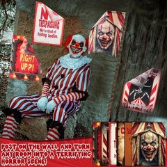 6 Pcs Halloween Haunted Circus Decorations Fabric Posters Creepy Carnival Decora