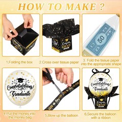 Graduation Pull Money Balloon Box Surprise Kit for Cash Graduation Party Balloon