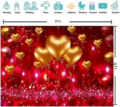 Elegant 7x5ft Valentine’s Day Backdrop Featuring Hearts and Balloons for Parties