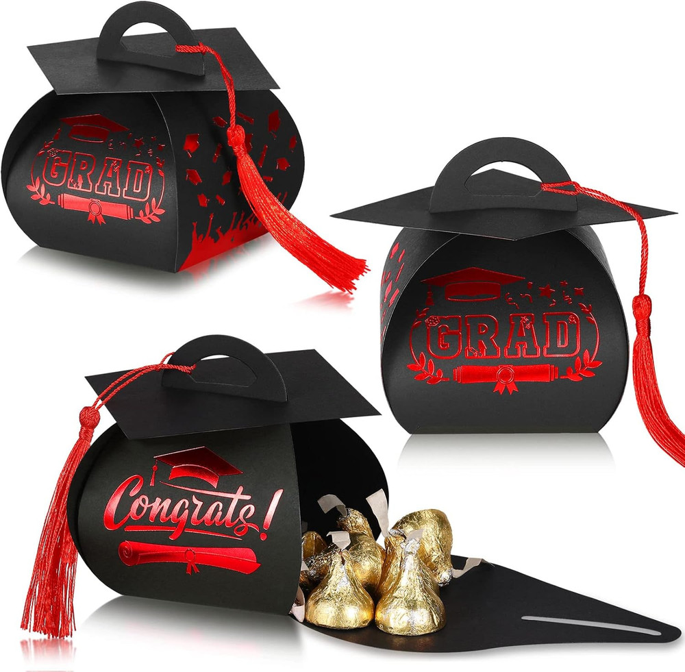 30 Graduation Cap Gift Boxes with Tassel for Class of 2026 Party Favors