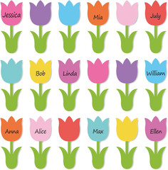Spring Tulip Floral Cutouts Colorful Flower Leaves Shape Cut-Outs Cardboard P…