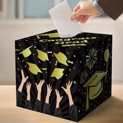 Versatile Black Gold Graduation Card Box – Perfect for Class of 2026 Parties