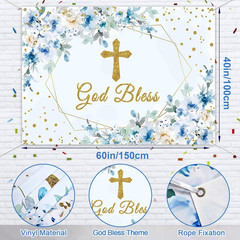 Winrayk Baptism Decorations for Boys Mi Bautizo First Communion Decorations, Blu