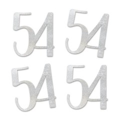 Silver Glitter 54 CutOut Numbers 54th Birthday Anniversary Party Decor