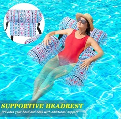 4 Pack Pool Floats Chairs Adult Inflatable Fabric Covered Pool Lounge Chairs …