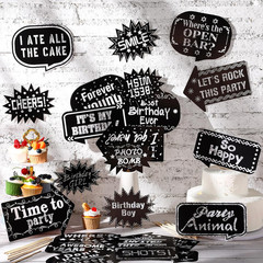 24 Pieces Photo Booth Props Birthday with Stick Happy Birthday Weddings Gradu…