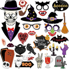 Glitter Halloween Photo Booth Props Set – 30 Pcs for Festive Celebrations