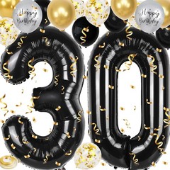 30th Birthday Decorations for Him, 40 inch 30 Balloon Numbers, 18 pcs 12 inch…