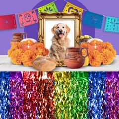 Fiesta Table Skirts Metallic Tinsel Fringe 2 Packs Cinco De Mayo Decor, New, USA