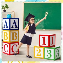 ABC themed Party Balloon Boxes for Kids’ Events, 11.81 Inch, Bright Colors