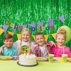Thicken Streamers 2 Pack 3.2 x 8.2 FT, Tinsel 38.4″W x 98.4″L (Pack of 2) Green