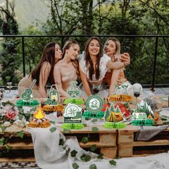 Camp Bachelorette Party Decorations, 9PCS Camping Party Honeycomb Centerpieces,