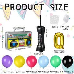 90s 80s Theme Party Balloons Backdrop Decorations Include Inflatable Boom Box…