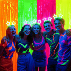 Glow in the Dark Party Supplies, 4Pcs 3.3X6.6 Feet Neon Party Decorations, Fluor