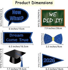 Class of 2026 Graduation Photo Booth Props Set – 35PCS Blue and Gold Graduation