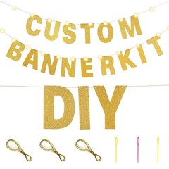 TaoBary 112 Pcs DIY Letter Kit Glitter Customizable Banner 5 inches, Gold