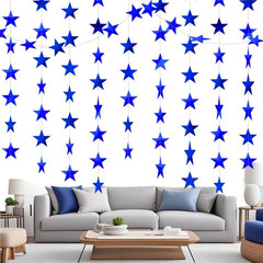 Blue Shining Star Hanging Garland Blue Hanging Sparkling Star Streamer Glitter B