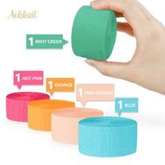 Rainbow Party Streamers 5 Rolls Crepe Paper for Birthdays, Weddings, Showers