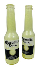 Handmade Glittered Corona Extra Beer Bottles – Set of 2 Glass Bottles