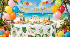 3 Pack Hawaiian Luau Tablecloths for Party Decoration, Hawaii Disposable Plastic