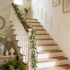 CIR OASES 6FT Spring Garland with Eucalyptus White Berry Artificial Summer Sp…