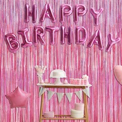 2 Pack Glitter Pink Backdrop, 3.28 FT x 7.05 FT Birthday Party Decorations, L…