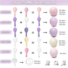 Pastel Pink Purple Balloon Arch Double , Light Pink Lavender Lilac Ivory Ball…