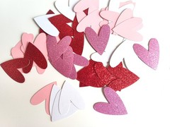 200 PCS Red Pink Glitter Valentines Day Heart Confetti Table Home Decor