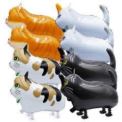 8-Pack Walking Cat Balloons – Cute Foil Kitty Balloons with Ribbons for Kids’…