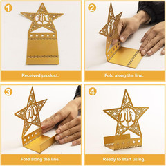 3 Pcs Gold Metal Ramadan Decorations for Home 2026, Eid Mubarak Kareem Sign Isla