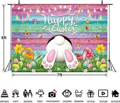 7ft x 5ft Fabric Easter Backdrop – Bunny – Photo Prop Party Decoration – New