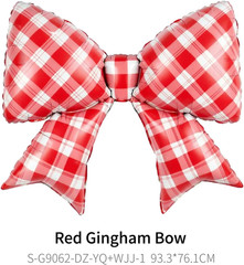 Red Bow Balloons Gingham Bows Balloons Red and White Christmas Decor Pizza Party