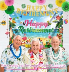 Beach Happy RETIREMENT PARTY Decorations, Aloha Hawaiian Tropical Luau Party