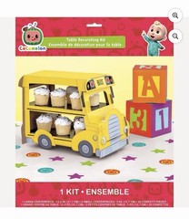 CoComelon JJ Birthday Table Decoration Kit Yellow Bus Centerpiece ABC Blocks