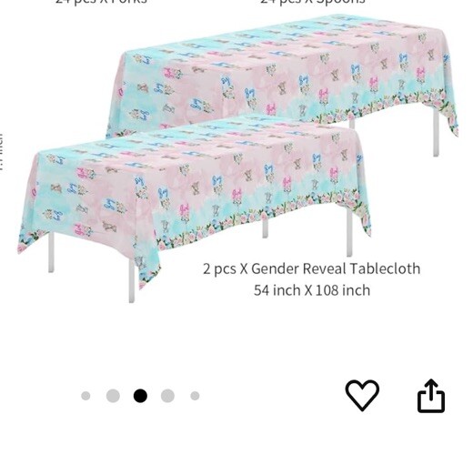 Elephant Gender Reveal Tablecloth NEW in Pack Plastic Boy or Girl 2 pc 54″x108″