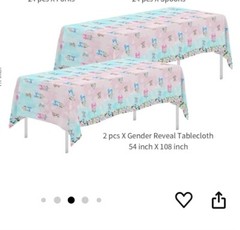 Elephant Gender Reveal Tablecloth NEW in Pack Plastic Boy or Girl 2 pc 54″x108″