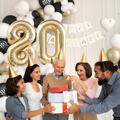80th Birthday Decorations Black Gold Sand White,80th Balloon Arch Garland Kit…