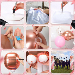 2 Sets Pink Rose Gold Balloon Column Stand Kit, Adjustable Floor Balloon Arch To