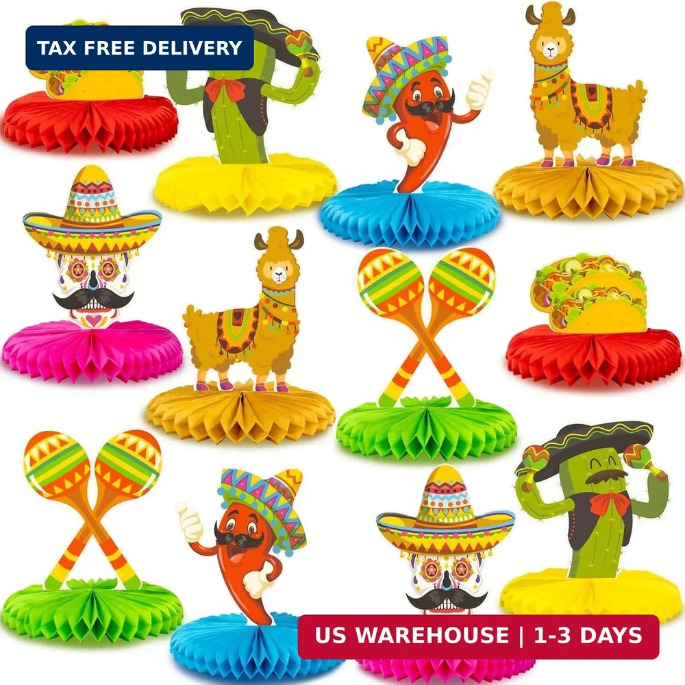 12pcs Fiesta Mexican Party Table Decoration Centerpiece – 8″ Paper 5 Cinco De Ma