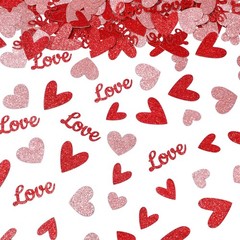 100 PCS Red Glitter Love Heart Table Paper Confetti Valentine’s Day Wedding