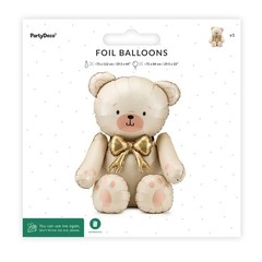 Giant Teddy Bear Foil Balloon 29.5×33 Inch – Cute Cream Bear Balloons with Go…