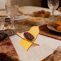 Gold Acrylic Stand Eid Mubarak Dessert Holder Ramadan Table Decor Islamic 5pcs