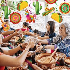24PCS Mexican Fiesta Decorations for Taco Tuesday Birthday Party Supplies Cinco