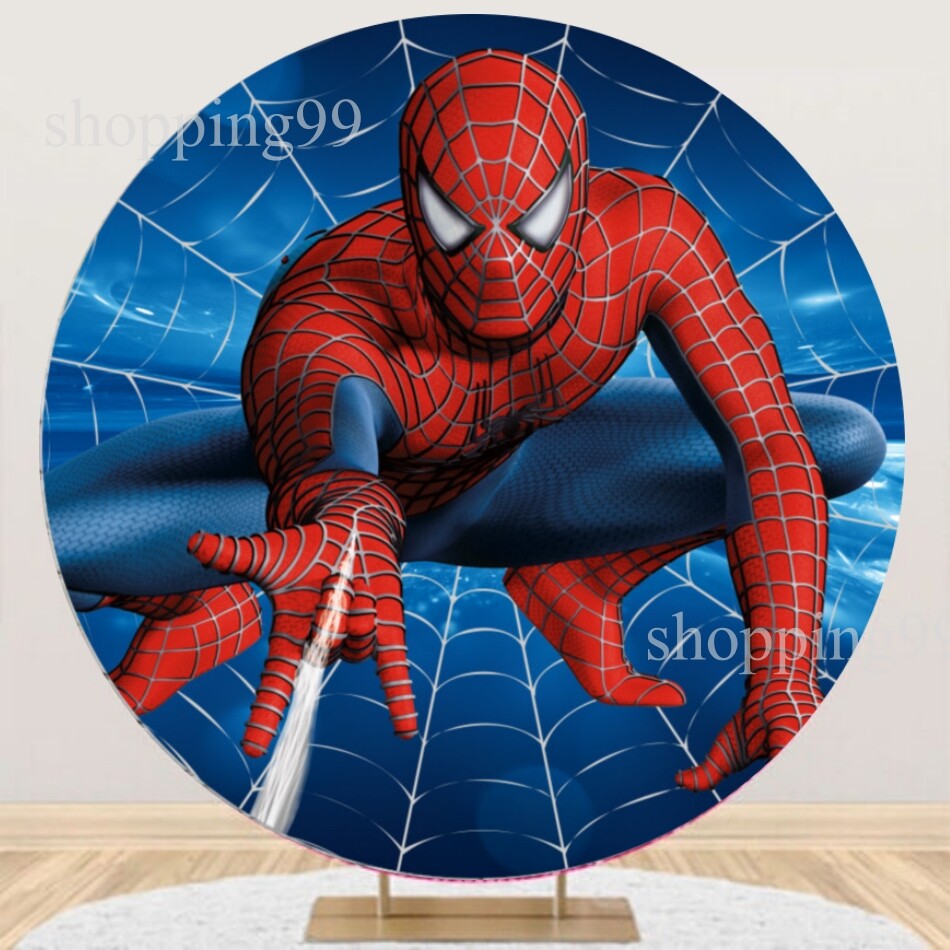 Round Spider-Man Backdrop Cover Superhero Birthday Party Background Decoration