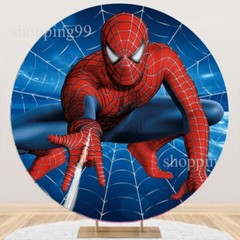 Round Spider-Man Backdrop Cover Superhero Birthday Party Background Decoration