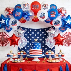 32Pcs 250th Anniversary Party Balloons 4th of July Decorations 2026, Blue Red…