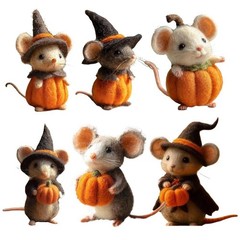 Handmade Wool Felt Mouse Figurine 2CUnique Halloween Gift Hot-