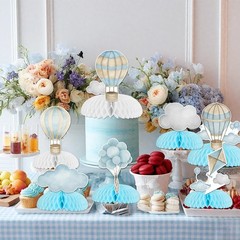 8Pcs Hot Balloon Honeycomb Centerpieces Blue Hot Balloon Clouds Table Centerp…