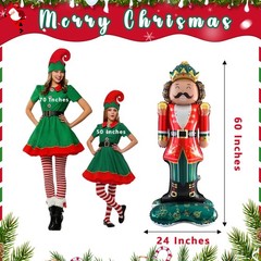 Christmas Balloons Party Decorations Indoor, 60 Inches Red Green Nutcracker F…