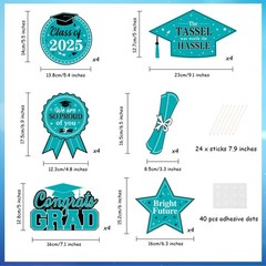JOYMEMO Graduation Party Centerpiece Sticks 24pcs Teal Black 2025